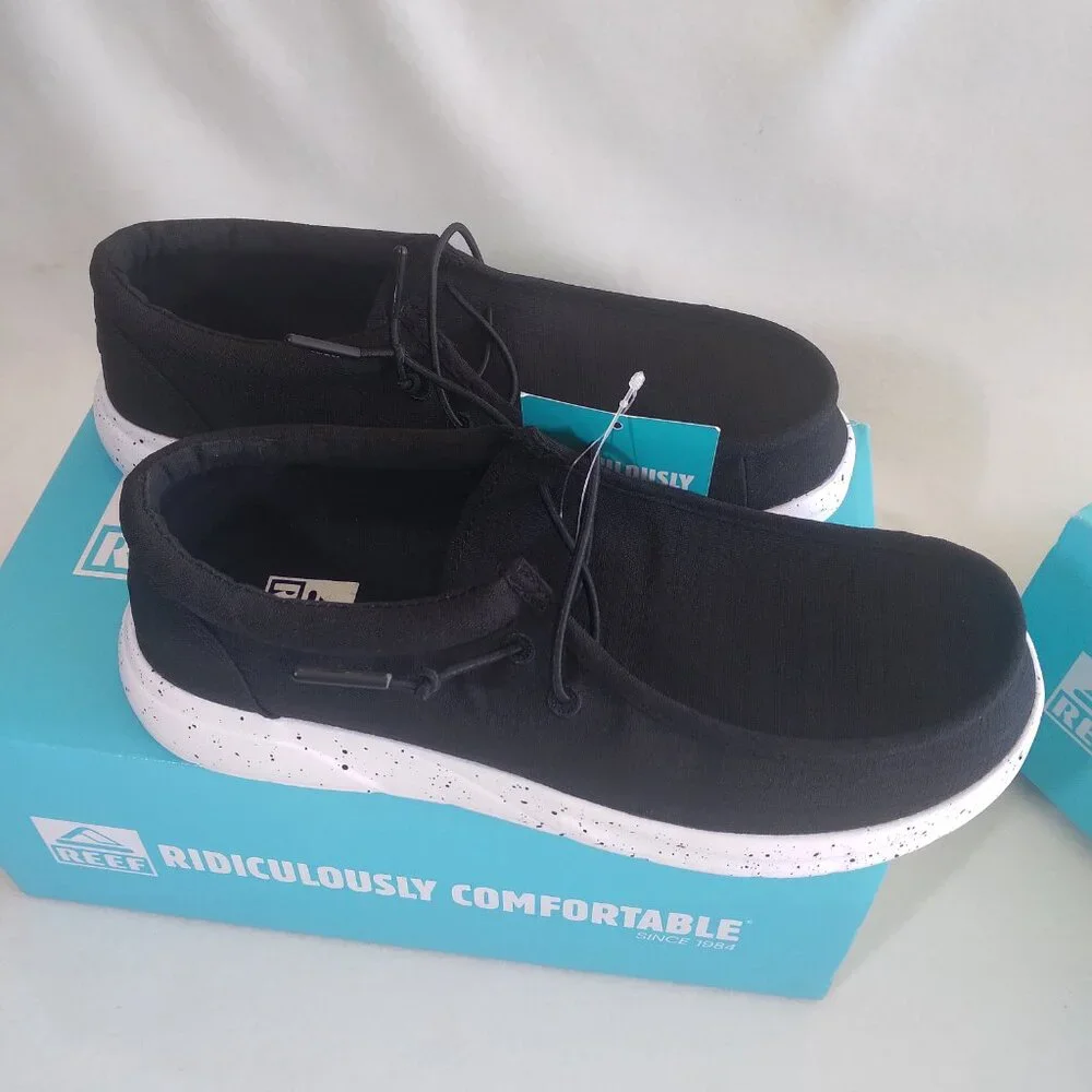 Men's Reef Cushion Breakwater Black Boat Shoes, Size 9 CJ4497 New Box